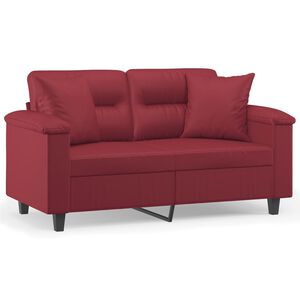 vidaXL Divano a 2 Posti con Cuscini Rosso Vino 120 cm in Similpelle