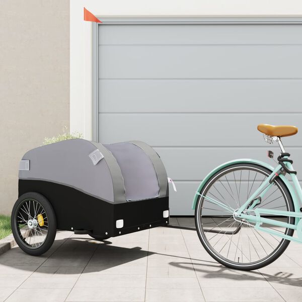 vidaXL Rimorchio da Bici Nero e Grigio 45 kg in Ferro