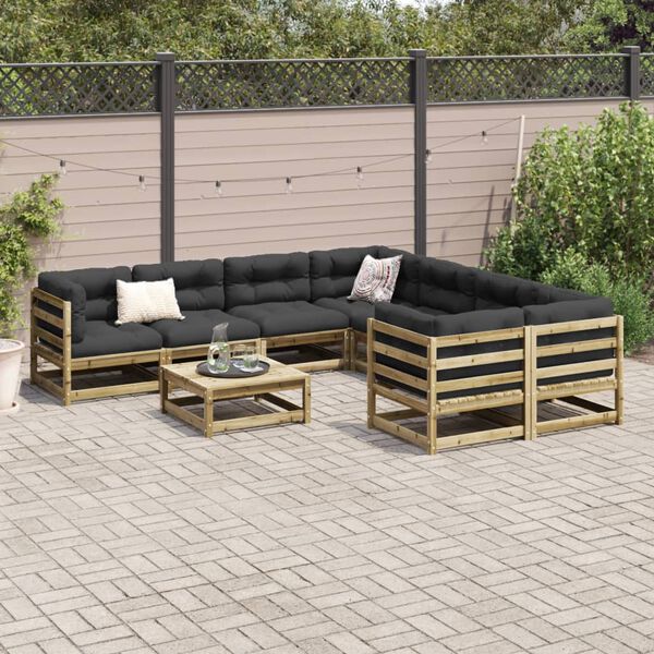 vidaXL Set Divani da Giardino 9 pz in Legno Impregnato di Pino