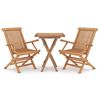 vidaXL Set da Pranzo per Giardino 3 pz in Legno Massello di Teak