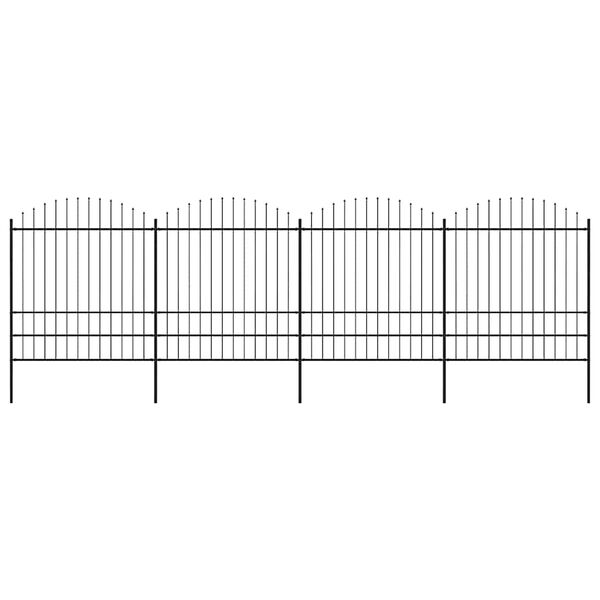 vidaXL Recinzione da Giardino con Punta a Lancia in Acciaio 714,5x200 cm Nero