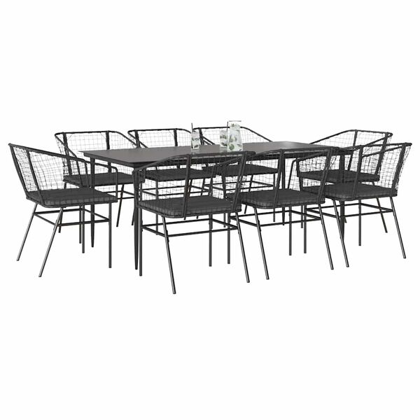 vidaXL Set da Pranzo da Giardino 9 pz con Cuscini Polyrattan Vetro