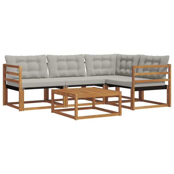 vidaXL Set di divani da esterno 5 pcs Grigio Naturale e Chiaro