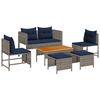 vidaXL Set Divano da Giardino 6 pcs Grigio e Blu Navy polyrattan