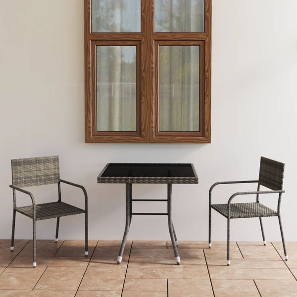 vidaXL Set da Pranzo per Giardino 3 pz in Polyrattan Antracite Grigio