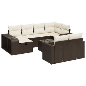 vidaXL Set Divani da Giardino 11 pz con Cuscini Polyrattan Marrone