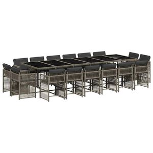 vidaXL Set da Pranzo da Giardino 17pz con Cuscini Grigio in Polyrattan