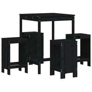 vidaXL Set Bar da Giardino 5 pz Nero in Legno Massello di Pino