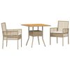 vidaXL Set da Pranzo per Giardino 3 pcs Beige polyrattan