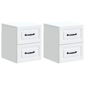 vidaXL Mobiletto da notte a muro 2 pcs Bianco 34,5 x 33 x 40 cm