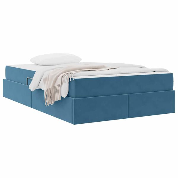 vidaXL Letto con contenitore e materasso Blu Scuro 120 x 200 cm