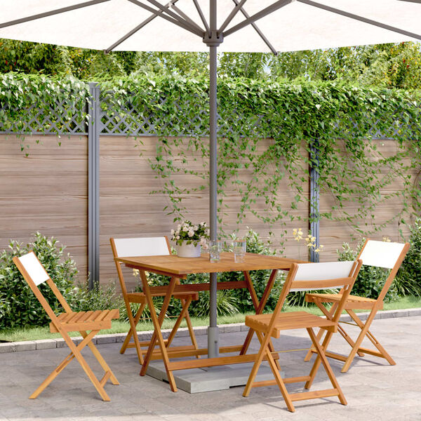 vidaXL Set Pranzo da Giardino 5pz Crema in Tessuto e Legno Massello