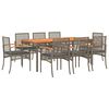 vidaXL Set da Pranzo da Giardino 9 pz con Cuscini in Polyrattan Grigio