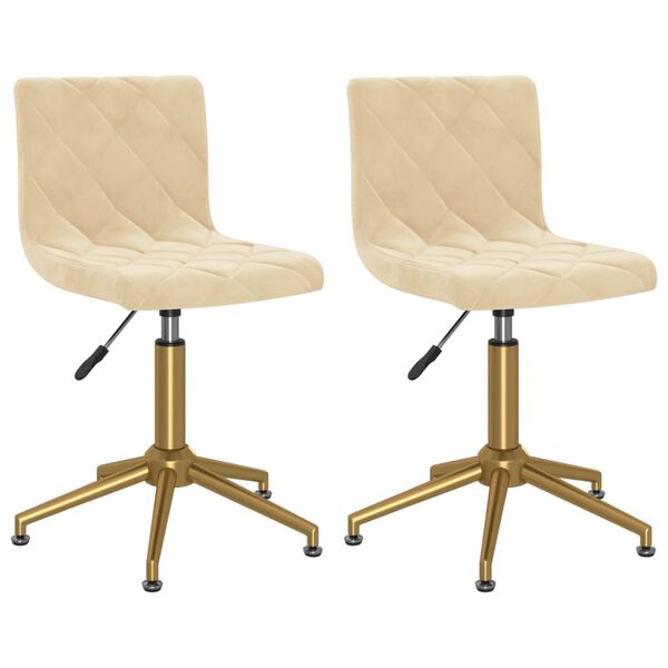 vidaXL Sedie da Pranzo Girevoli 2 pz Crema in Velluto