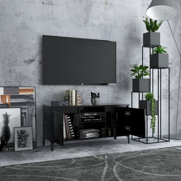 vidaXL Mobile TV con Gambe in Metallo Nero 103,5x30x50 cm