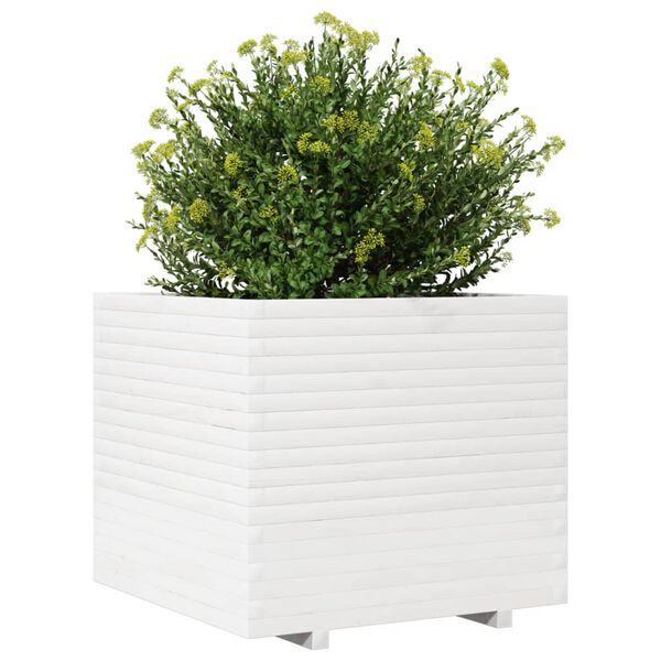 vidaXL Fioriera da Giardino Bianca 80x80x72 cm Legno Massello di Pino