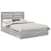 vidaXL Letto con Contenitore con cassetto Grigio Sonoma 160 x 200 cm