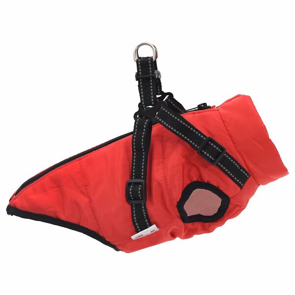 vidaXL Cappotto Cani Imbracatura Impermeabile Riflettente Rosso L40