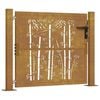 vidaXL Cancello da giardino 100x75 cm in acciaio Corten e design in bamb&ugrave;