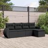 vidaXL Set Divani da Giardino 5 pz con Cuscini in Polyrattan Nero