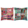 vidaXL Cuscini Patchwork 2 pz Realizzati a Mano 45x45 cm Rosa/Turchese