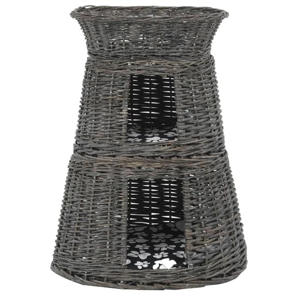 vidaXL Ceste Gatti con Cuscini Grigio 3pz 47x34x60cm Salice Naturale