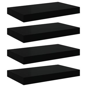 vidaXL Scaffali a Parete 4 pz Nero Lucido 40x23,5x3,8 cm in MDF