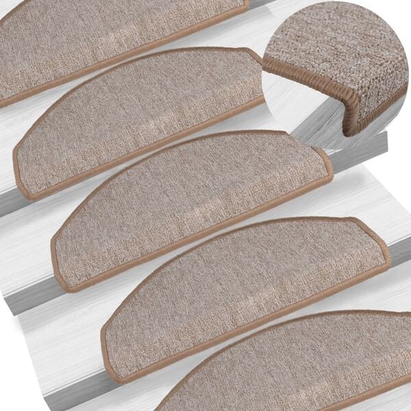 vidaXL Tappetini per scale 15 pz 65x24x4 cm Marrone chiaro Semicircolari Grandi