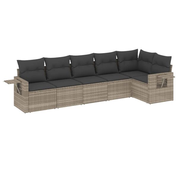 vidaXL Set Divano da Giardino 6pz con Cuscini Grigio Chiaro Polyrattan