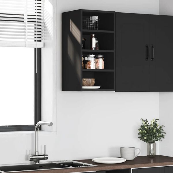 vidaXL Mobile Pensile “Riga” Nero 30x29,5x60 cm in Legno Multistrato