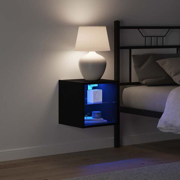 vidaXL Armadio da letto a muro LED con Nero Legno multistrato