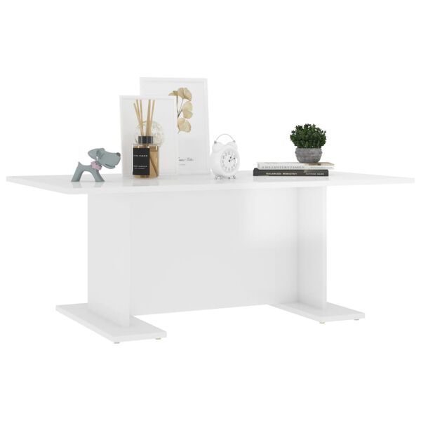 vidaXL Tavolino Salotto Bianco Lucido 103,5x60x40cm Legno Multistrato