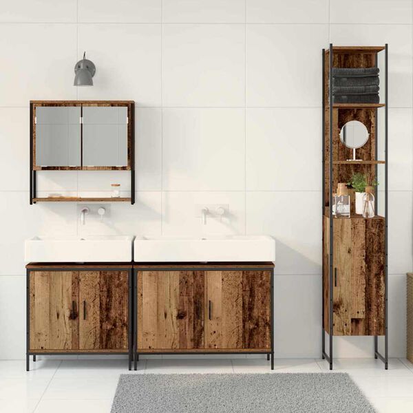 vidaXL Set di mobili per il bagno 4 pcs Marrone Legno multistrato