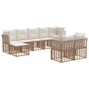 vidaXL Set di divani da esterno 6 pcs Naturale e Bianco Crema