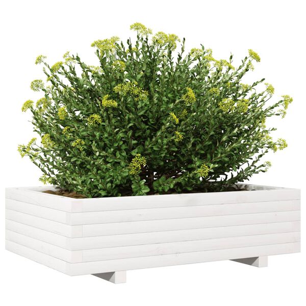 vidaXL Fioriera da Giardino Bianca 90x60x26,5cm Legno Massello di Pino