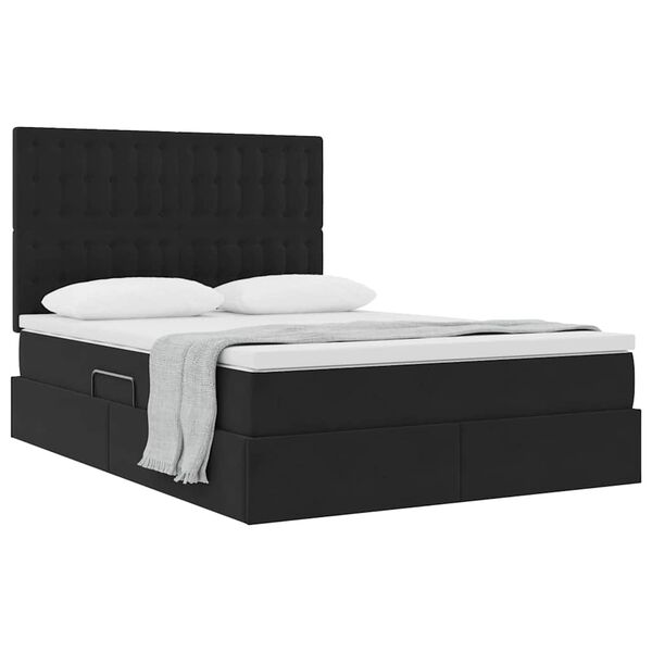 vidaXL Letto con contenitore e LED Nero 140 x 200 cm Velluto