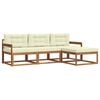 vidaXL Set di divani da esterno con cuscino 4 pcs Naturale e Crema