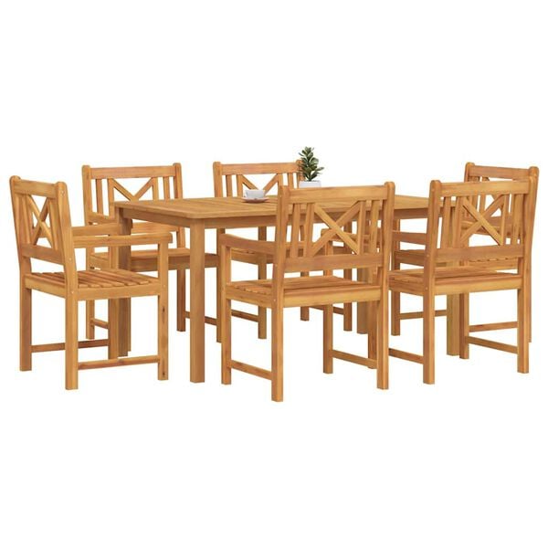 vidaXL Set da Pranzo per Giardino 7 pcs Marrone