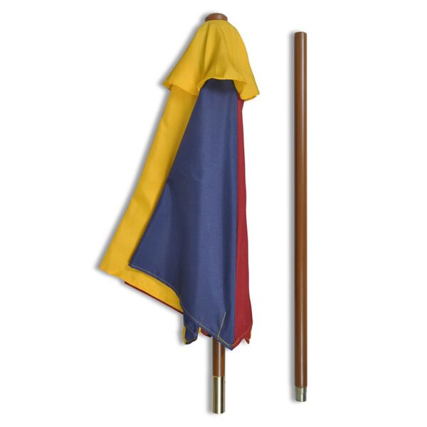 vidaXL Tavolo e Panchine per Bambini con Parasole Legno Multicolore