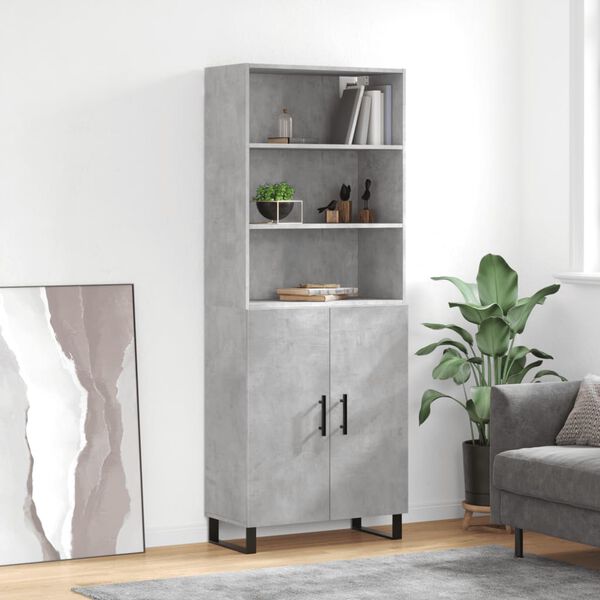 vidaXL Credenza Grigio Cemento 69,5x34x180 cm in Legno Multistrato