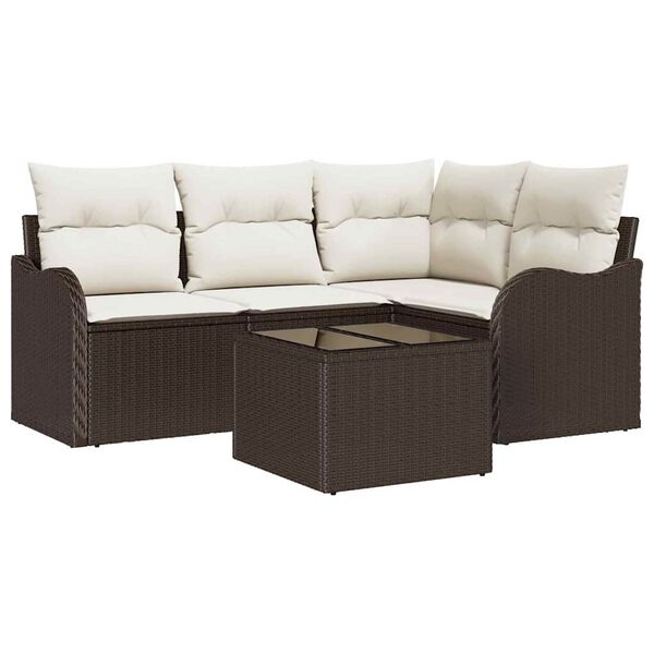 vidaXL Set Divano da Giardino Marrone polyrattan