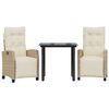 vidaXL Set da Pranzo da Giardino 3 pz con Cuscini Beige in Polyrattan