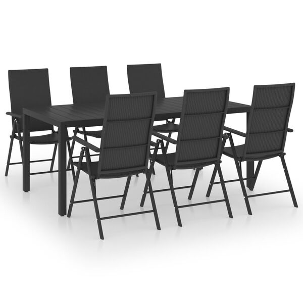vidaXL Set da Pranzo da Giardino 7 pz Nero