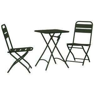 vidaXL Set bistrot 3 pcs Verde scuro Acciaio