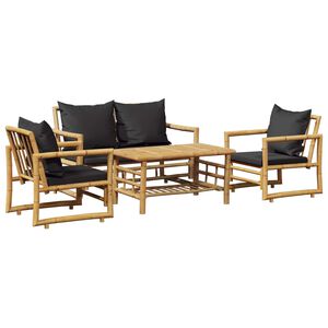 vidaXL Set Divani da Giardino 4 pz con Cuscini in Bamb&ugrave;