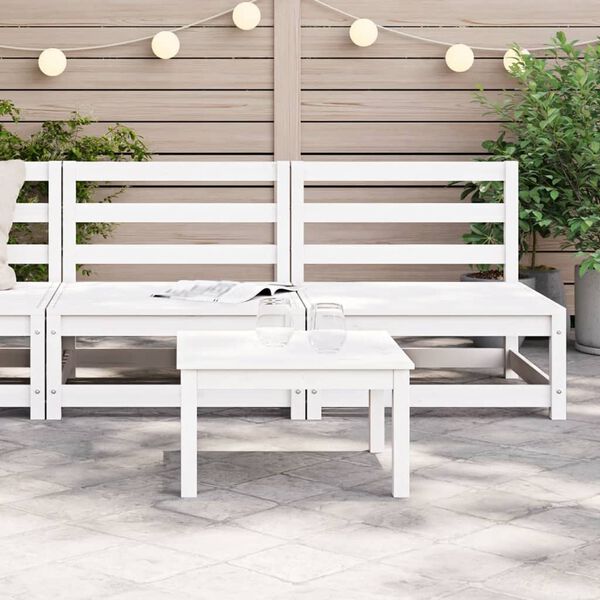 vidaXL Divani da Giardino Senza Braccioli 2pz 70x70x67cm Bianchi Pino