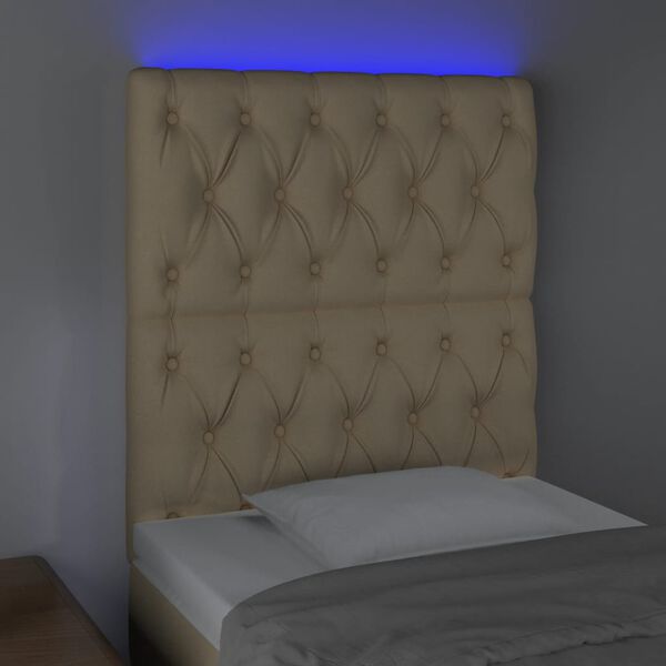 vidaXL Testiera a LED Crema 80x7x118/128 cm in Tessuto
