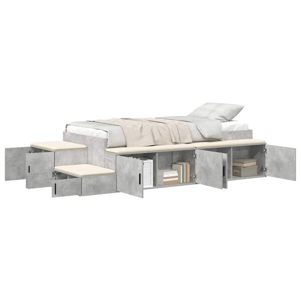 vidaXL Struttura letto con contenitore Grigio cemento 100 cm