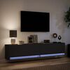 vidaXL Mobile TV a Parete con LED Nero 180x31x38 cm
