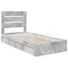 vidaXL Letto con Contenitore con testiera Grigio cemento 90 x 200 cm
